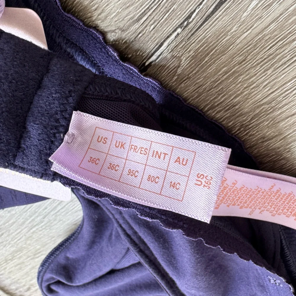 Savage X Fenty Purple Underwire Bra Lace Trim Adjustable Straps Women Size 36C - Picture 7 of 9